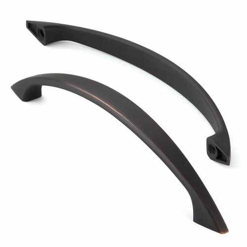 Solid Curved Oil Rubbed Bronze 5 Hole Centers Cabinet Pulls - 10 Pk Perspective: back
