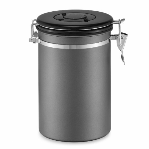 Steel Coffee Canister & Scoop Set (24oz.) Dark Gray by Bretani, 5.5 x
