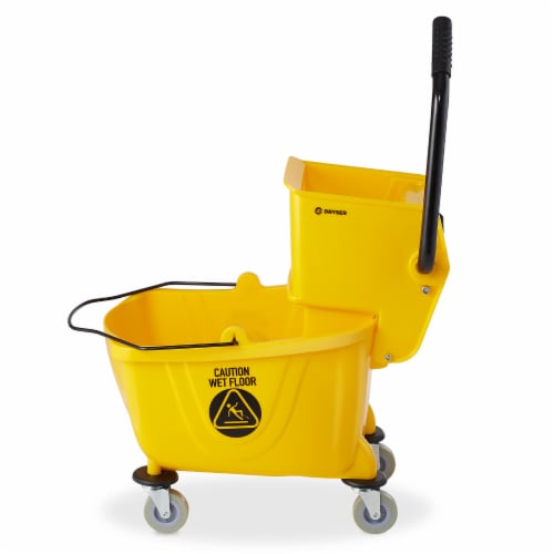 Dryser Commercial Mop Bucket with Side Press Wringer - 26 Quart Yellow Perspective: back