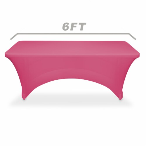 6' Rectangular Spandex Fitted Tablecloth - Fuchsia by Lann's Linens Perspective: back