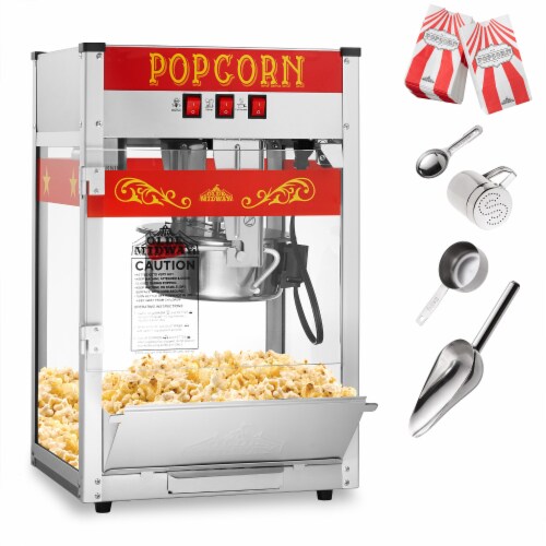 Commercial Popcorn Machine Maker Popper in Red w/ 8-Ounce Kettle Perspective: back