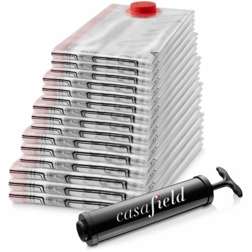 15 Pack Vacuum Space Storage Saver Bags with Travel Hand Pump Perspective: back