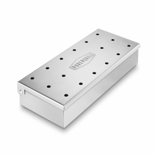 Stainless Steel BBQ Smoker Box with Hinged Lid for Wood Chips Perspective: back