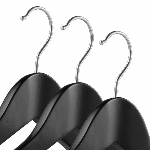 6-Pack Wide Shoulder Wooden Suit Hangers - Black by Casafield