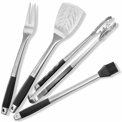 4pc BBQ Tool Utensil Set, Stainless Steel by Pure Grill, 1 x 17.5 ...