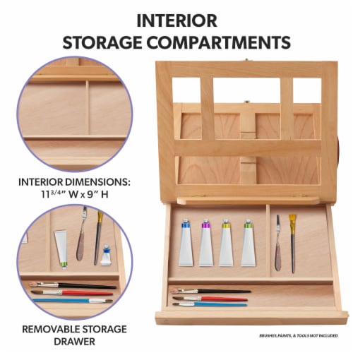 Beechwood Table Easel- Adjustable with Palette and Storage- 7 Elements