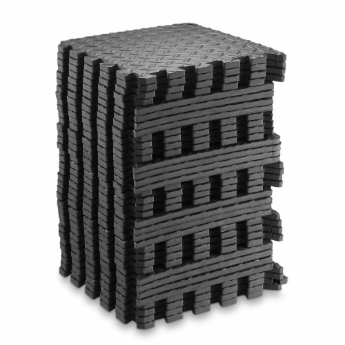 36 Gym Exercise Flooring Mats - 12 Foam Workout Floor Tiles - Black Perspective: back