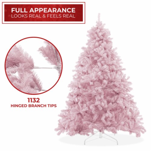 6FT Pink Spruce Artificial Holiday Christmas Tree with Metal Stand Perspective: back