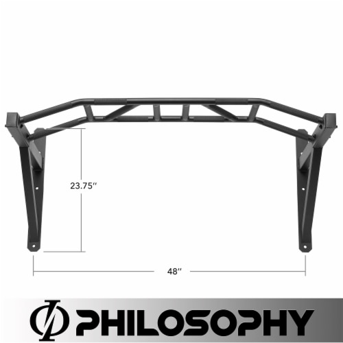 Multi-Grip Wall Mounted Chin-Up Bar - Multifunctional Pull-Up Station Perspective: back