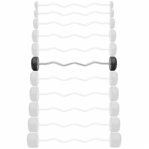 Rubber Fixed Barbell, 60 LB Pre-Loaded Weight EZ Curl Bar Perspective: back