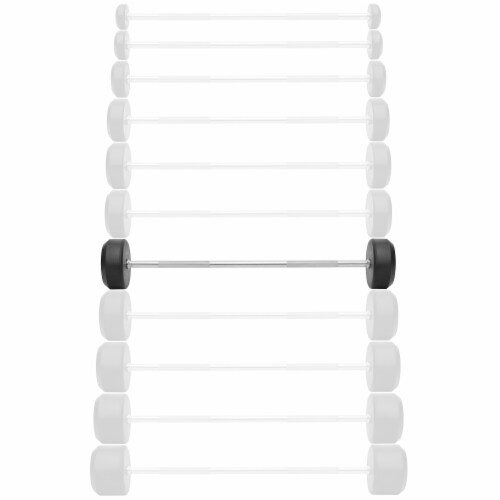 Rubber Fixed Barbell, 70 LB Pre-Loaded Weight Straight Bar Perspective: back