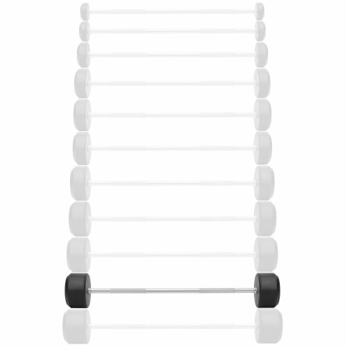 Rubber Fixed Barbell, 100 LB Pre-Loaded Weight Straight Bar Perspective: back