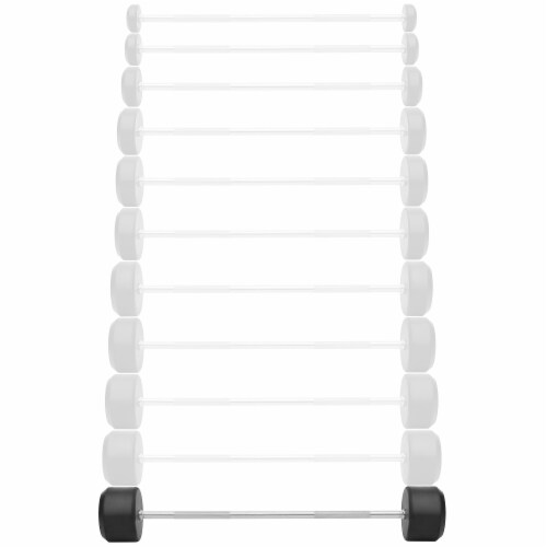 Rubber Fixed Barbell, 110 LB Pre-Loaded Weight Straight Bar Perspective: back