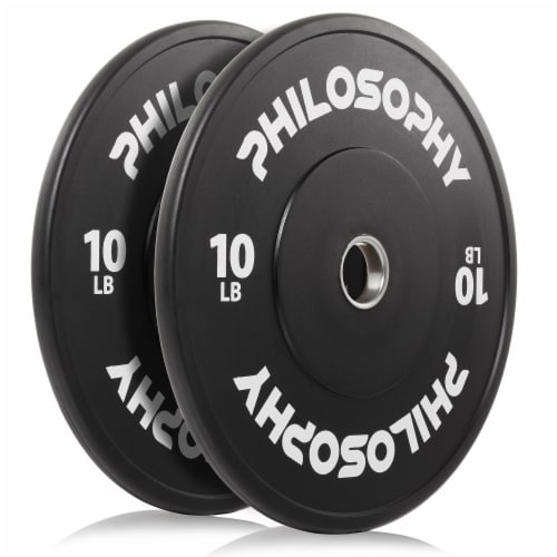 Set of 2 Olympic 2-Inch Rubber Bumper Plates (10 LB each) Black Perspective: back