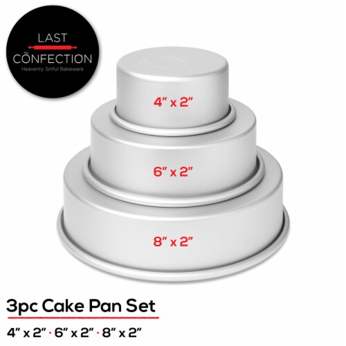 3-Piece Cake Pan Set, 4 , 6 , 8 Round Aluminum Pans - 2 Deep Perspective: back