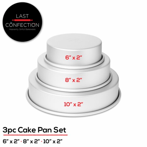 3-Piece Cake Pan Set, 6 , 8 , 10 Round Aluminum Pans - 2 Deep Perspective: back