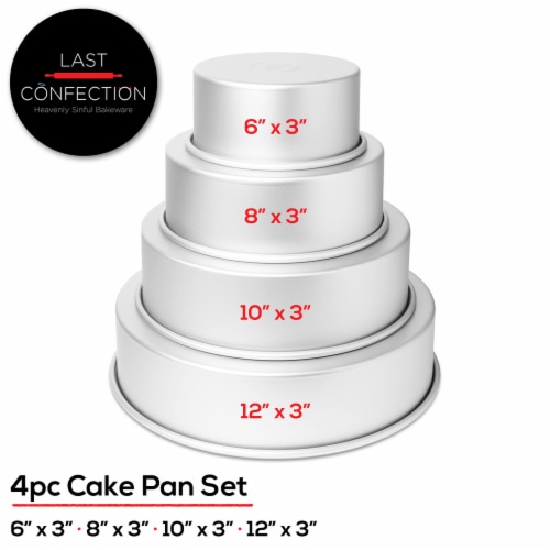 4-Piece Cake Pan Set, 6 , 8 , 10 , 12 Round Aluminum Pans - 3 Deep Perspective: back