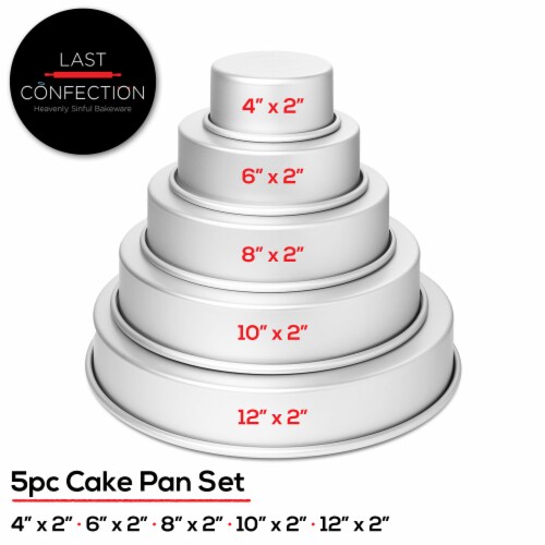 5-Piece Cake Pan Set 4 , 6 , 8 , 10 , 12 Round Aluminum Pans, 2 Deep Perspective: back
