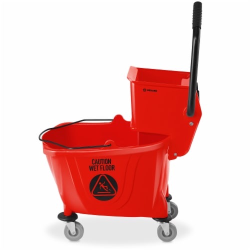 Dryser Commercial Mop Bucket with Side Press Wringer - 33 Quart, Red Perspective: back