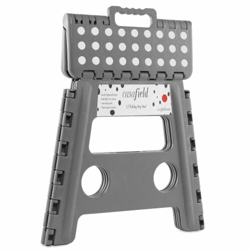13 Folding Step Stool with Handle Set of 2 for Adults Kids Gray