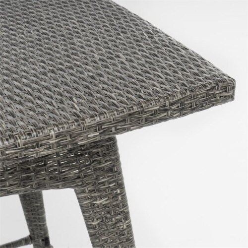 Noble House Puerta Outdoor Mixed Black Wicker 5pc Dining Bar Set Perspective: back