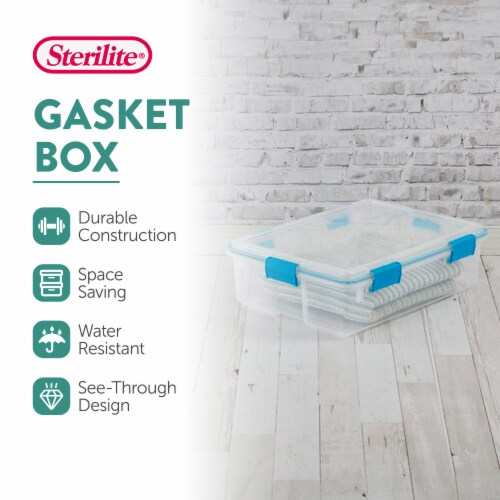Sterilite 37 Quart Clear Plastic Home Storage Tote Bin with Secure Lids, 8 Pack Perspective: back