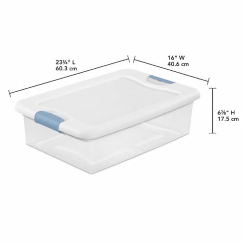 Sterilite 18 Qt Ultra Latch Box, Stackable Storage Bin with Lid, Plastic  Container with Heavy Duty Latches to Organize, Clear and White Lid, 6-Pack