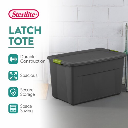 Sterilite 35 Gallon Storage Tote Box with Latching Container Lid, Gray (12 Pack) Perspective: back