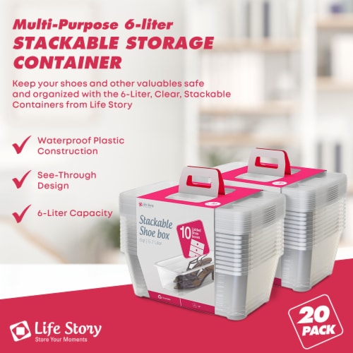 Life Story 6L Shoe and Closet Storage Box Stacking Containers