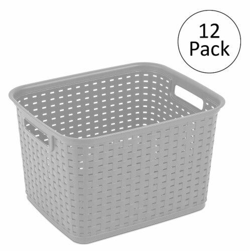 Sterilite 12736 Tall Weave Plastic Laundry Hamper Storage Basket Gray 12 Pack 12 Piece Foods Co
