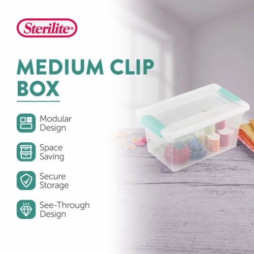 Sterilite Plastic Medium Clip Storage Box Container with Latching Lid, 8 Pack Perspective: back