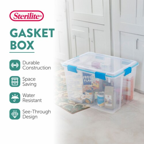 Sterilite 80-Qt Clear Plastic Stackable Storage Bin w/ Gasket Latch Lid, 8 Pack Perspective: back