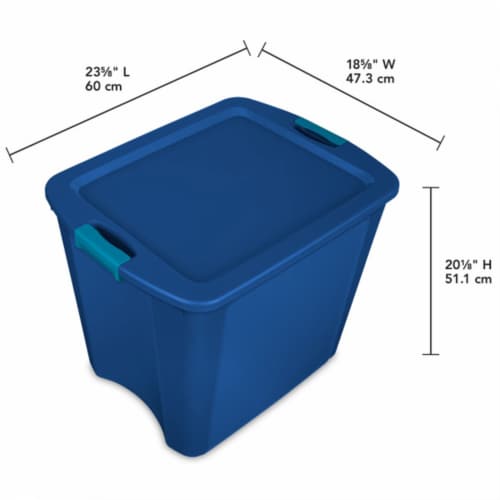 Sterilite 26 Gallon Latch and Carry Storage Tote, True Blue | 14487404 (12 Pack) Perspective: back