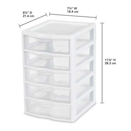 Sterilite Clearview Plastic Small 5 Drawer Desktop Storage Unit, White