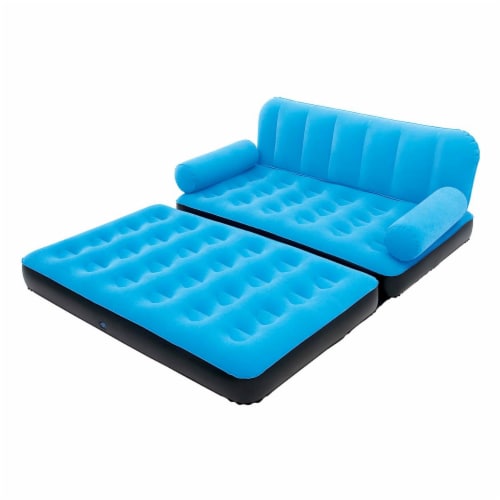 Bestway Multi-Max Inflatable Air Couch/Double Bed w/ AC Air Pump, Blue (2 Pack) Perspective: back