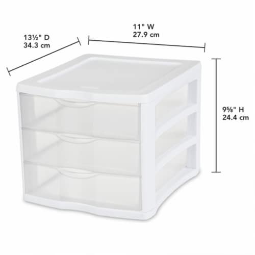 Sterilite Clear Plastic Stackable Small 3 Drawer Storage System, White, (6  Pack), 1 Piece - Kroger