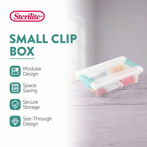 Sterilite Small Clip Box Clear Storage Tote Container with Latching Lid, 24 Pack Perspective: back