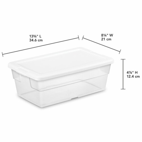 Sterilite 6 Qt Clear Plastic Storage Container Bin Snap Close White Lid, 72  Pack, 1 Piece - Pay Less Super Markets