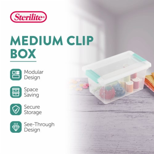 Sterilite Plastic Medium Clip Storage Box Container with Latching Lid, 36 Pack Perspective: back