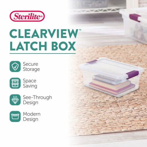 Sterilite 6 Qt Clear View Box Clear with Latches Purple