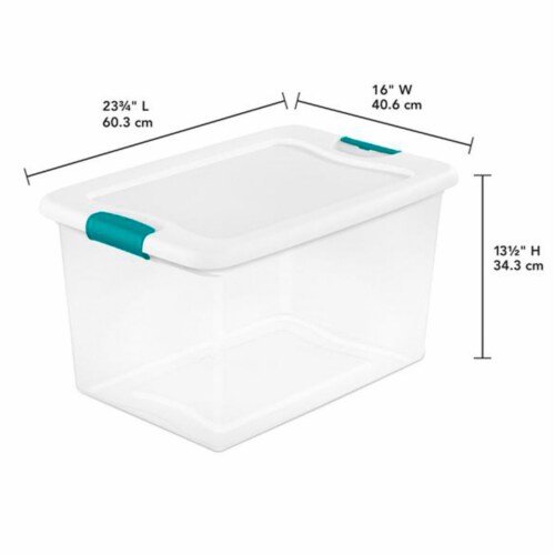 Sterilite 64 Qt Clear Plastic Stackable Storage Bin w/ White Latch Lid, 72  Pack, 1 Piece - Kroger