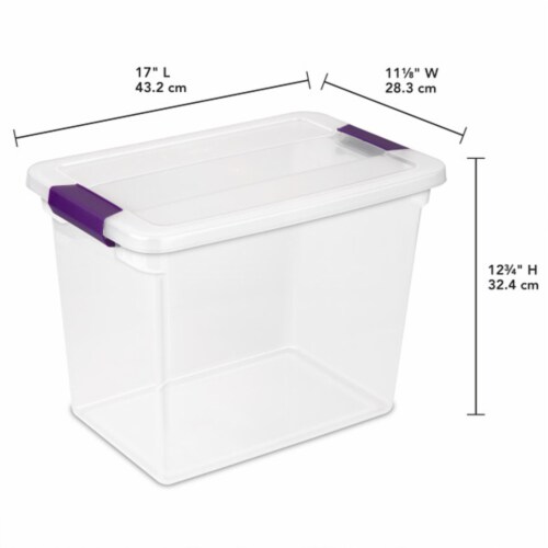 Sterilite 27 Quart Clear & White Plastic Storage Bin with One