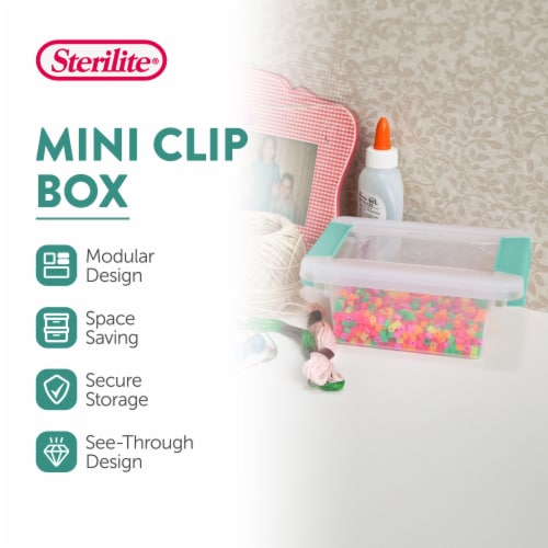 Sterilite Plastic Mini Clip Storage Box Container with Latching Lid, 24 Pack Perspective: back