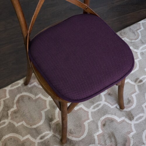 Sweet Home Collection | Honeycomb Memory Foam Non Slip 16 x 16 Chair Pad, Eggplant, 6 PK Perspective: back