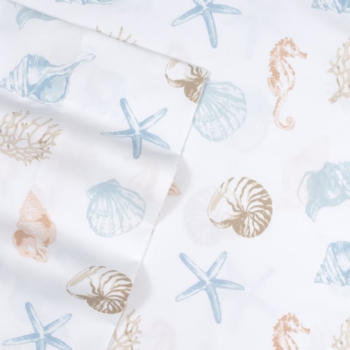 Sweet Home Collection | Seashells Printed Sheet Set, Kids Fun and Comfortable, Full Perspective: back