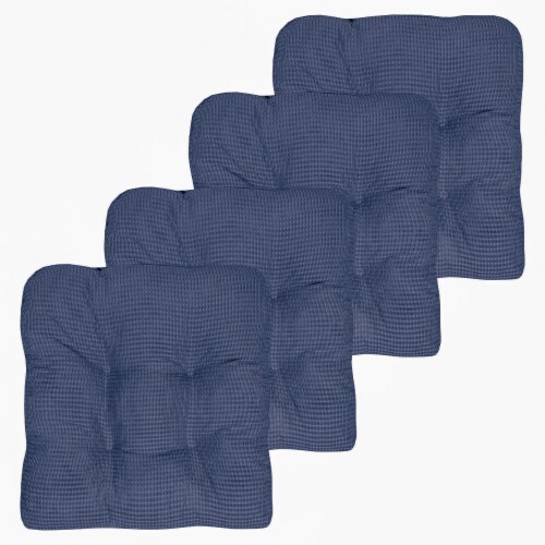 Sweet Home Collection  Memory Foam Tufted Chair Cushion Non Slip Rubber  Back, Navy, 4 PK, 4PK - City Market