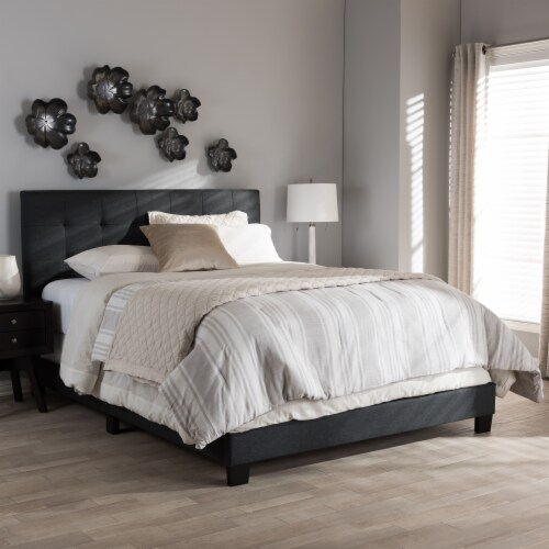 Baxton Studio Brookfield Modern and Contemporary Charcoal Grey Fabric Queen Size Bed Queen Kroger
