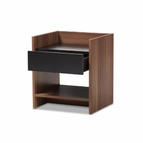 Baxton Studio Vanda Modern and Contemporary Two-Tone Walnut and Black Wood 1-Drawer Nightstand Baxton Studio Vanda Modern and Contemporary Two-Tone Walnut and Black Wood 1-Drawer Nightstand