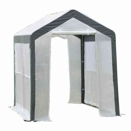 8' x 6' x 7.4' Walk-In Greenhouse Tunnel Portable Plant Garden Steel Frame Perspective: back