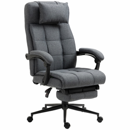 Reclining Office Chair Rolling Swivel Chair Footrest Linen-Feel